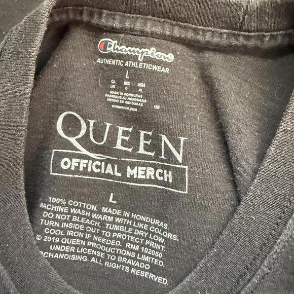 Champion x Queen Official Merch Freddie Mercury Graphic T‑Shirt Black Size L - Picture 3 of 3